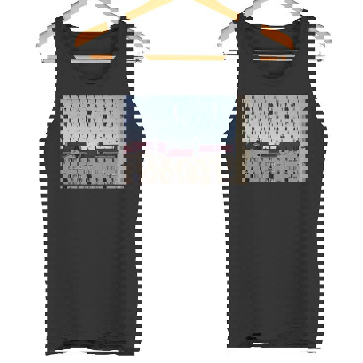 Magritteによるゴルコンダの有名な絵画。 長袖tシャツ タンクトップ