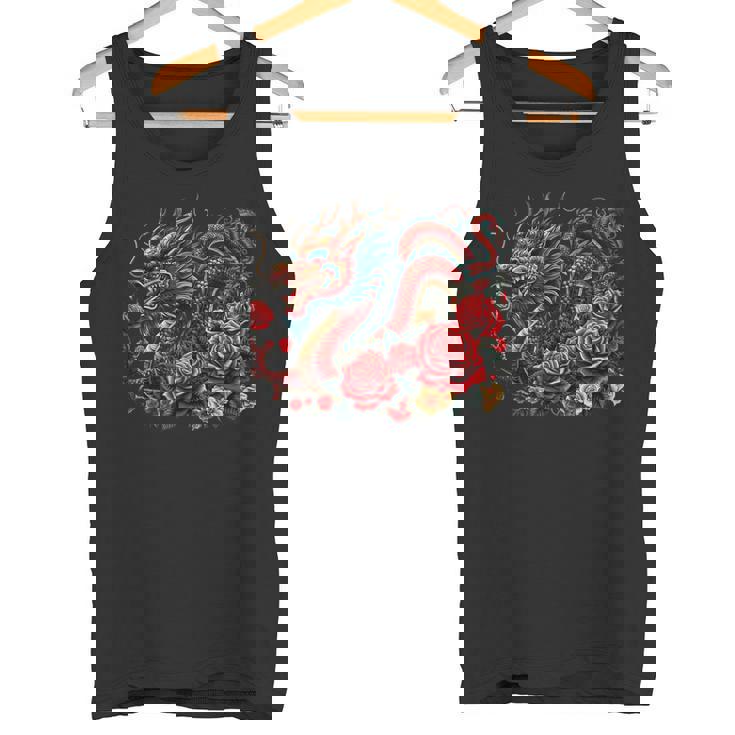 Masque D'anime Japonais Kitsune Dragon Chinois Avec Rose Débardeur e