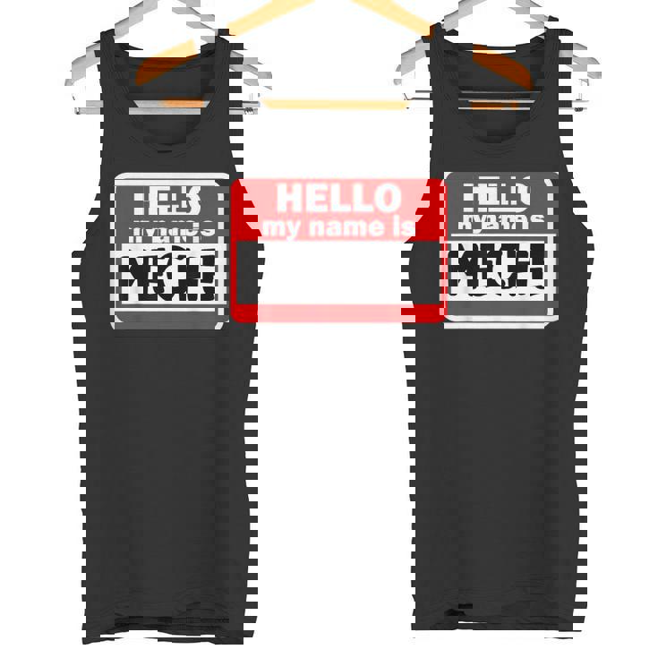 Meche Hello Hi My Name Is ネームオン カスタム タンクトップ