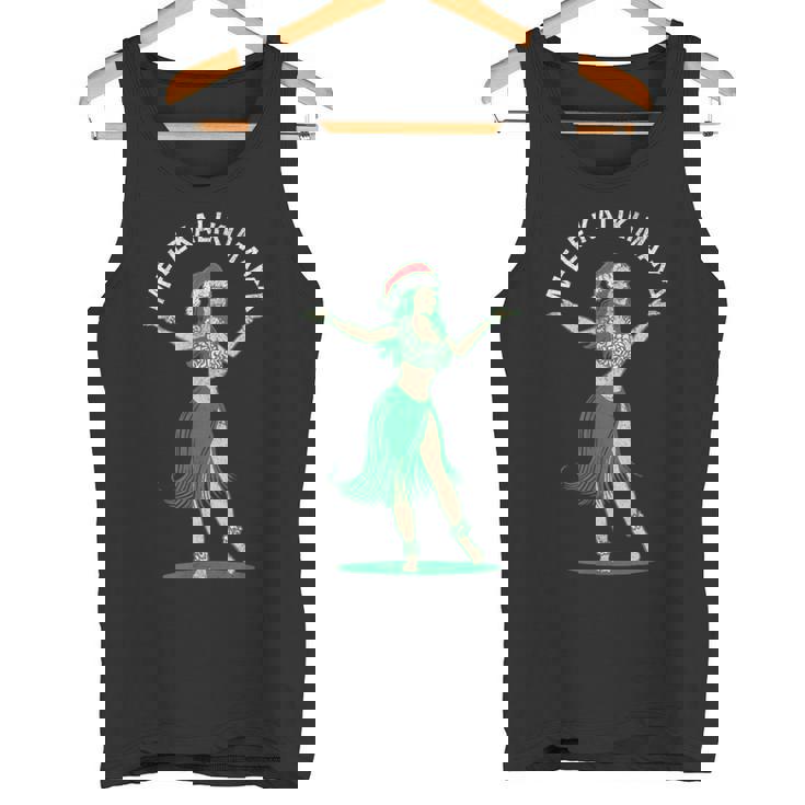 Mele Kalikimaka レトロ クリスマス フラガール シャカ ハワイ タンクトップ