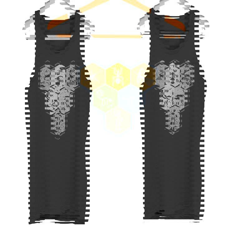 Nazca Linesナスカラインズ レトロなクモ 猿 宇宙人 鳥 六角形 タンクトップ