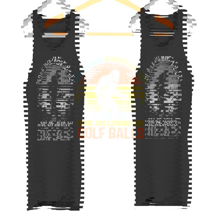 Not All Who Wander Are Lost Humor Bigfoot Golfing Golf Balls Tank Top