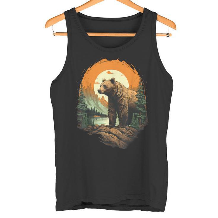 Oso Colorido Paisaje Bosqueidailvestre Animales Amantes Camiseta sin mangas