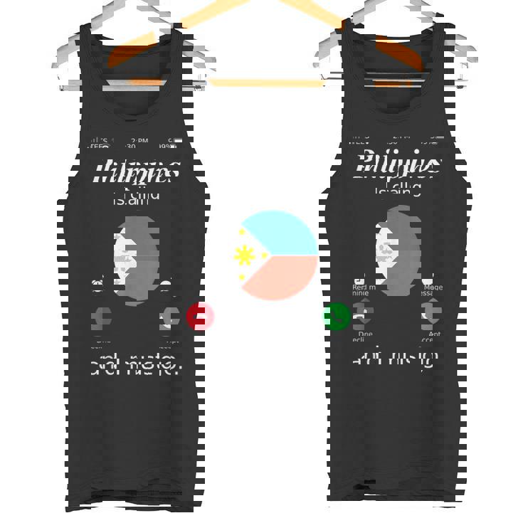 Philippines Is Calling And I Must Go フィリピン国旗シャツ タンクトップ