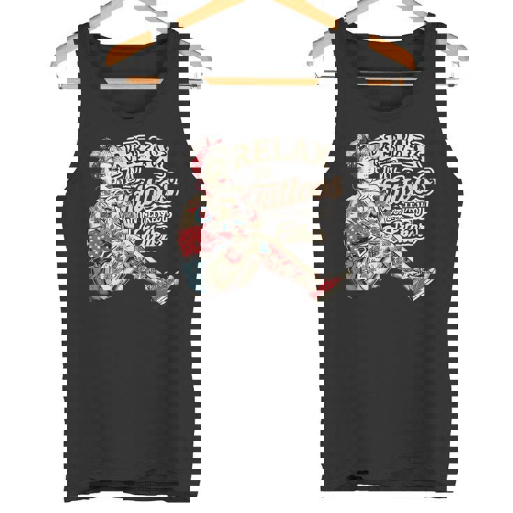 Relax My Tattoos Don't Like You Either Tattoos ボディーアート タンクトップ