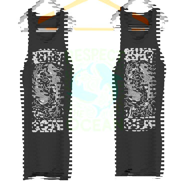 Respect The Ocean Marine Biology Shark Whale Conservation Tank Top