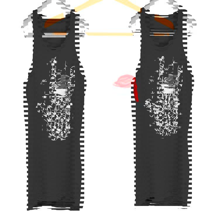 Santa Rock Hand Sign Language Christmas Rock Music Lover Tank Top