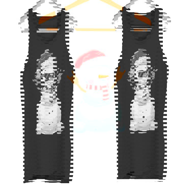 Santa Snowman Rock Hand Sign Language Xmas Rock Music Lover Tank Top