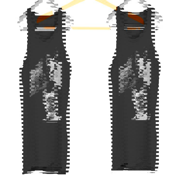 Sneaky フレンチブルドッグ ドッグ ドッグ フレンチ ポッキング ヘッド フェイス 長袖tシャツ タンクトップ