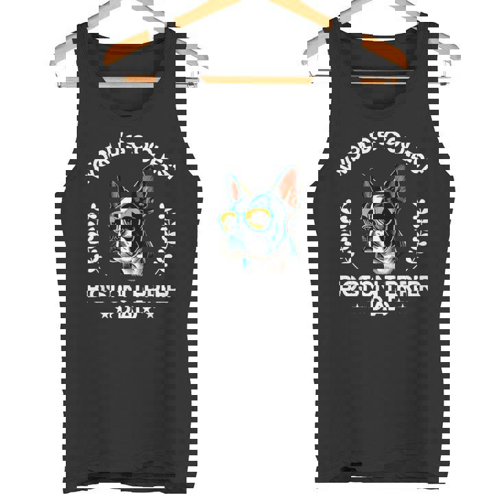 World's Coolest Dog Dad Papa メンズ ボストンテリア タンクトップ