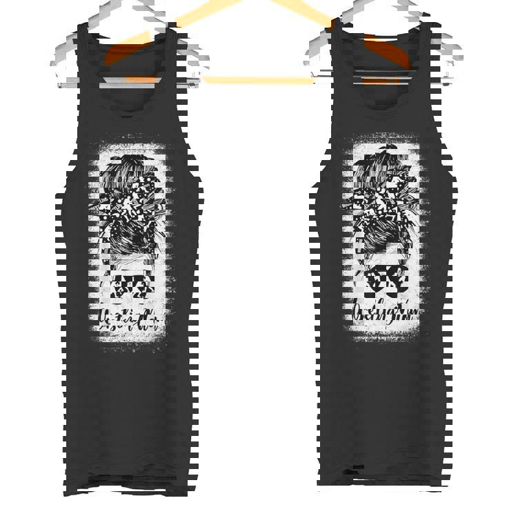 Wrestling Mom Messy Bun Sunglasses Athlete Support Parent Tank Top