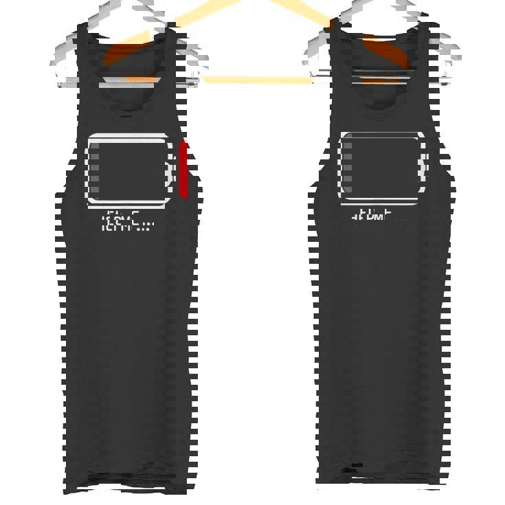 「 Help Me バッテリー 電池切れ」おもしろ 筆文字！服 面白い文字入り タンクトップ