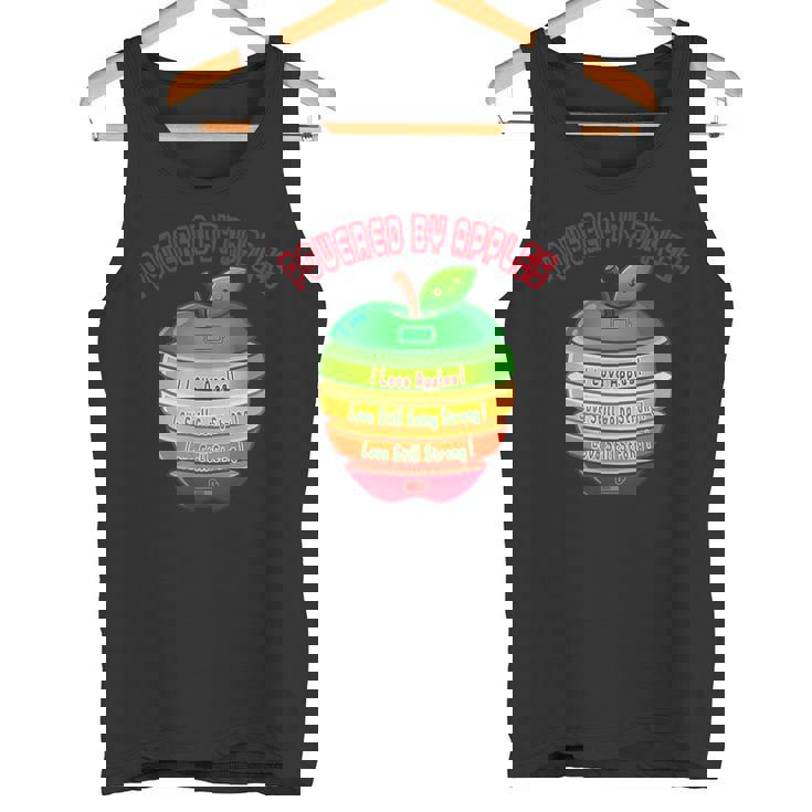 「Powered By Apples（リンゴの力）」リンゴ スライス 充電 バッテリー 残量 おもしろみ 可愛い タンクトップ