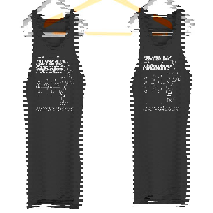 「アデノシン三リン酸（さんリンさん）：世界で一番 貴重な通貨」英語 生物学 生化学 生物化学 科学 理科 有機化学 長袖tシャツ タンクトップ