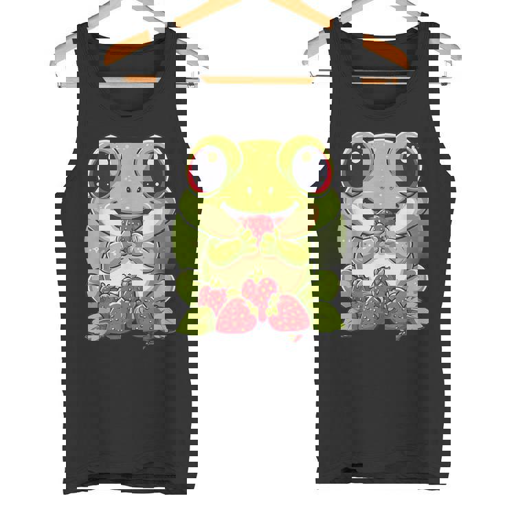 いちごカエル 図面 アートワーク いちご 動物 アート タンクトップ