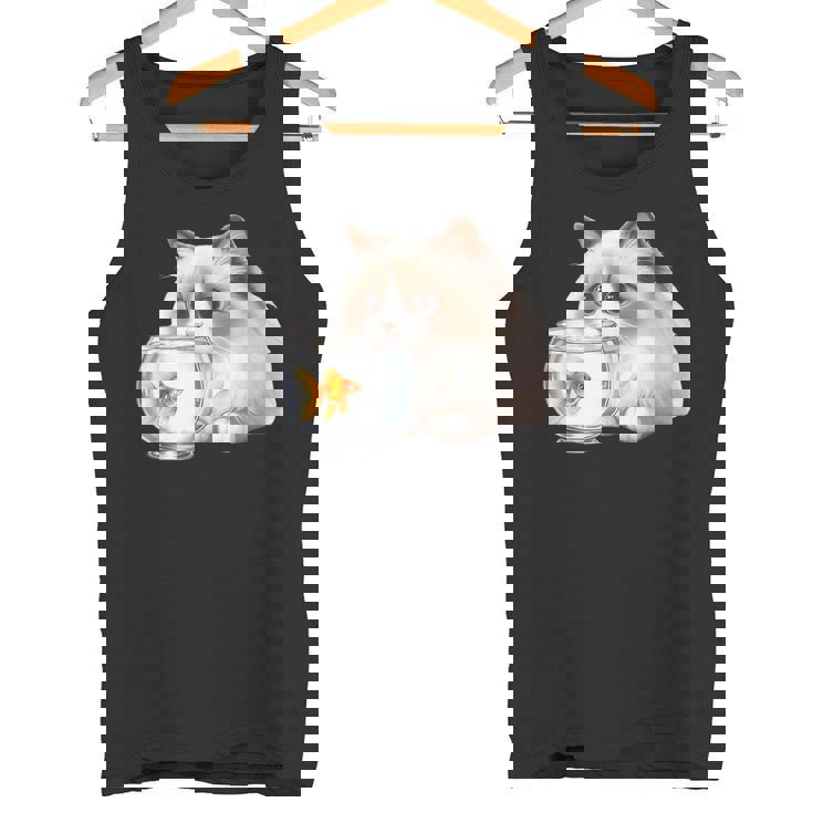 おさるのラグドール 猫と金魚 タンクトップ