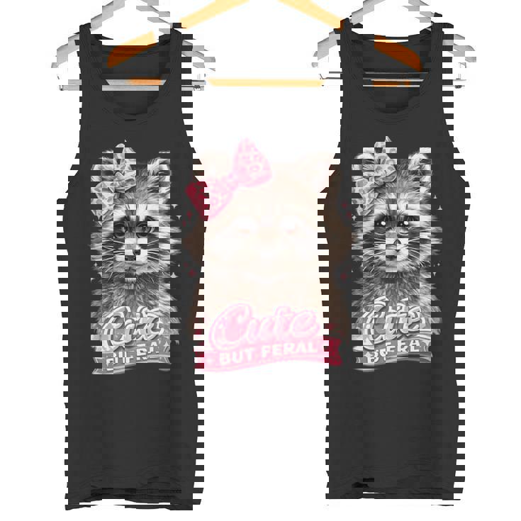 かわいいけど野生的な面白いアライグマの弓ミームかわいい動物のユーモア 長袖tシャツ タンクトップ