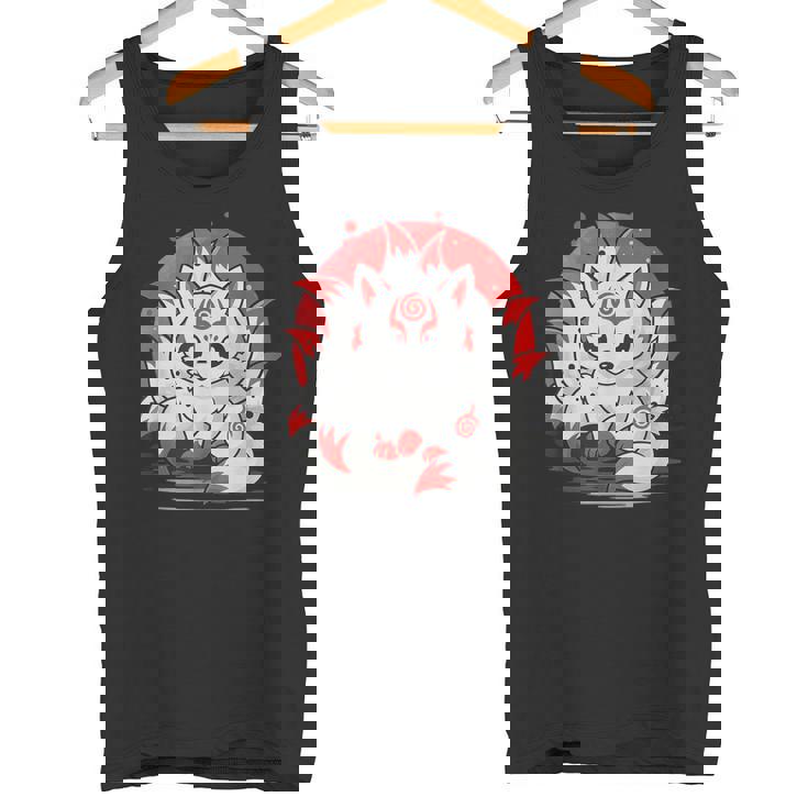 きつね 笑う キツネ 九尾 神話 動物 タンクトップ