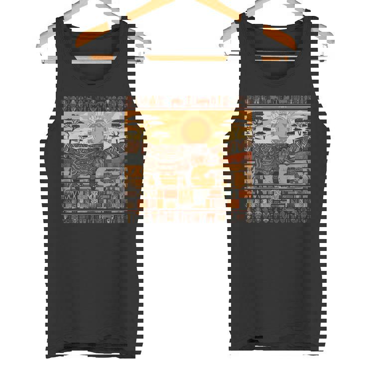 アフリカカバファミリー 部族 ケンテ柄 サファリ ガーナ タンクトップ