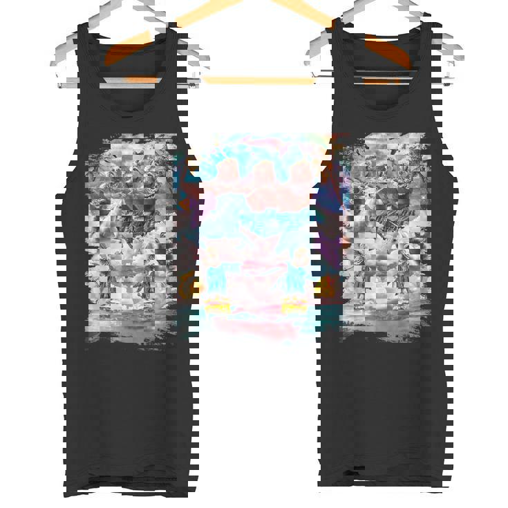 アロハ バーガー 猫 & ピザ ナマケモノ ユニコーン タンクトップ