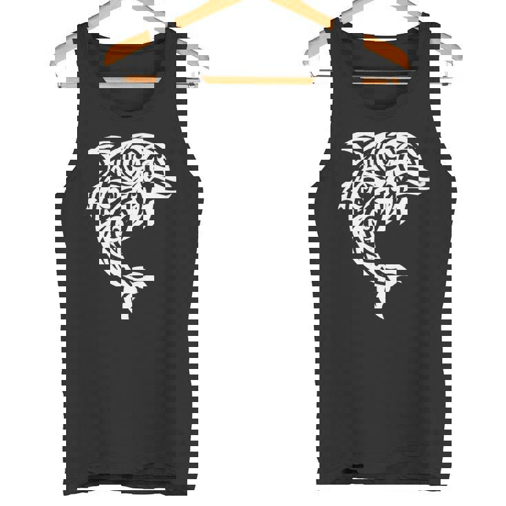 イルカ ポリネシアン トライバル マオリ ライトパターン イルカ 長袖tシャツ タンクトップ