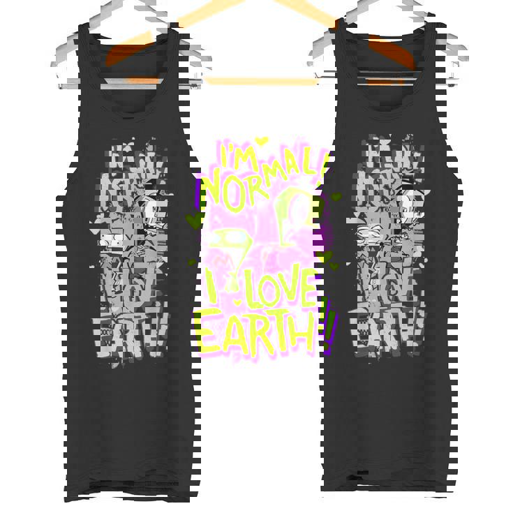 インベーダージムアイムノーマルアイラブアースデイ タンクトップ