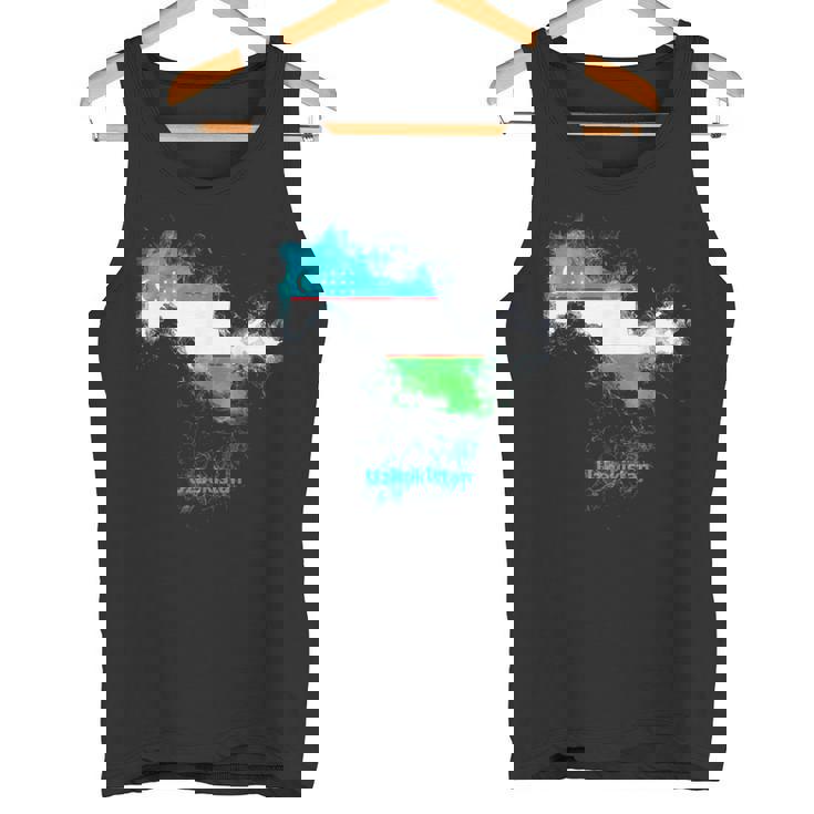 ウズベキスタン 国旗 地図 ウズベク ウズベキスタン タンクトップ