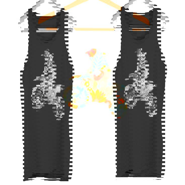 エレガントなシルエット フラワーアートピース フローラル モトクロス タンクトップ