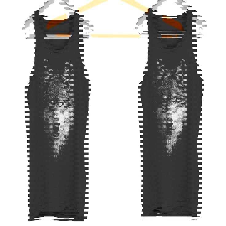 オオカミ 動物 モチーフ アート オオカミ 長袖tシャツ タンクトップ