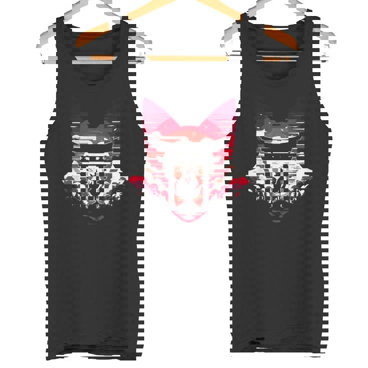 キツネ キツネ 九尾狐シルエット アニメ好き タンクトップ