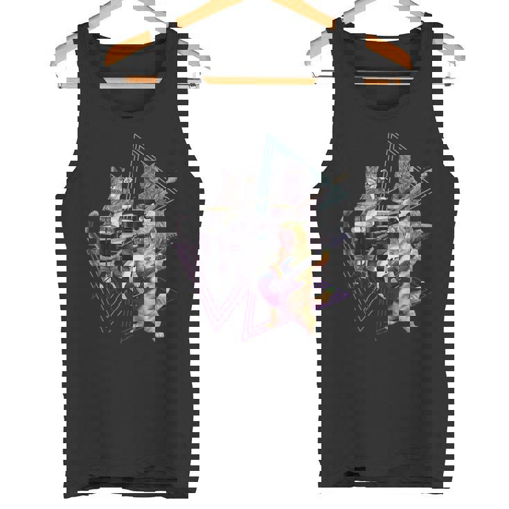 キャットバンド-ベース、ギター、ドラムセットのロックキティ タンクトップ