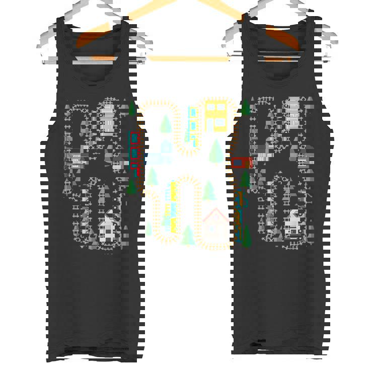 クールなプレイマット 電車線路 かわいい機関車 幼児 タンクトップ