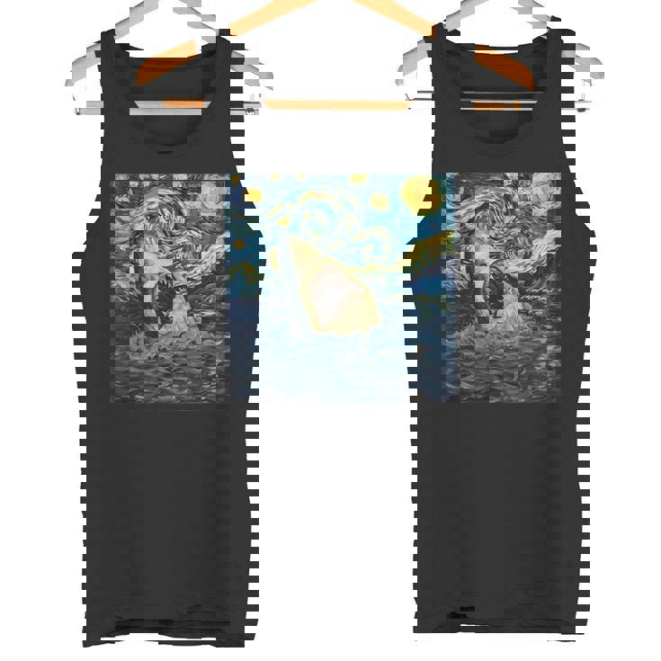 ゴッホ サメ 星月夜 ファニー レディース&メンズ タンクトップ