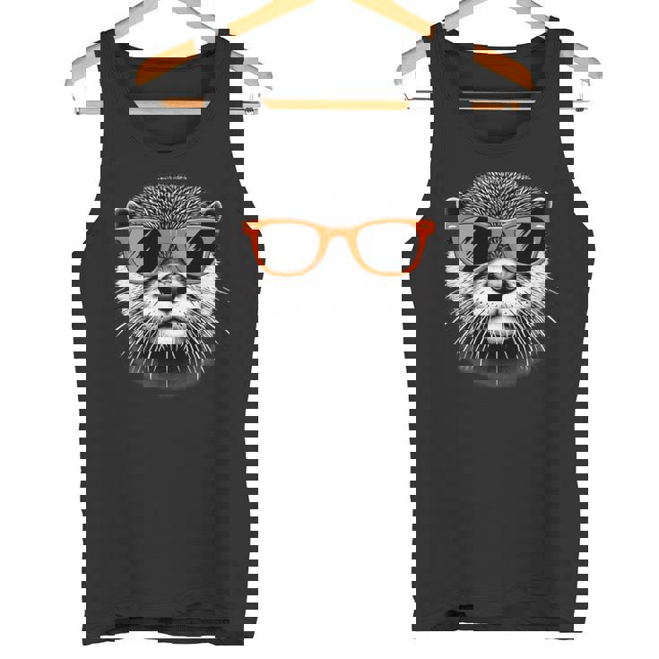 サングラスをかけたクールなカワウソのグラフィックアート 長袖tシャツ タンクトップ