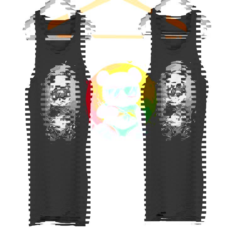 サングラス付きパンダ ラスタカラー タンクトップ