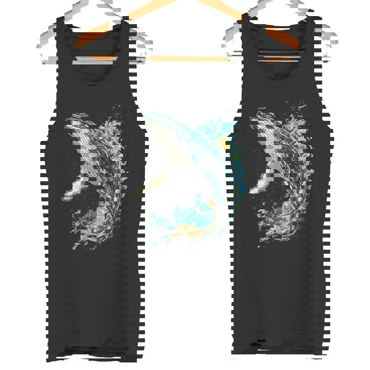 ザトウクジラ 動物 グラフィック イラスト ザトウクジラ タンクトップ