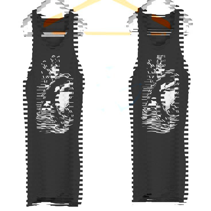 シャチに乗る猫 ファニー タンクトップ