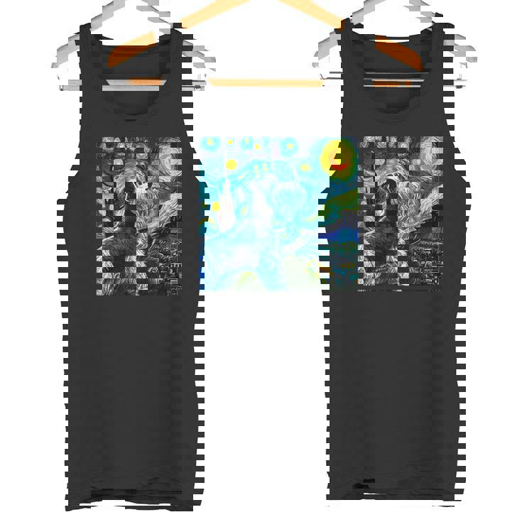 シュナウザー 面白いtシャツ 犬 ゴッホ 星月夜 かわいい メンズ 子供 おもしろ 服 グッズ ネタ タンクトップ