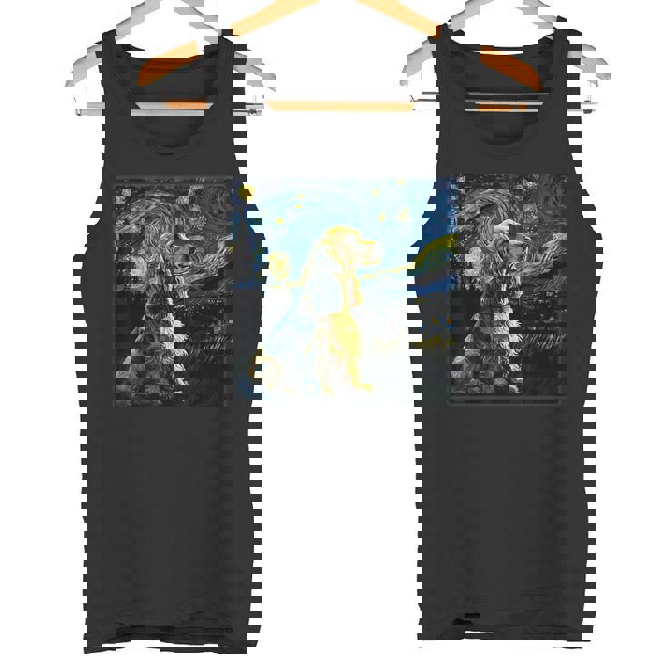 シュルレアリスム 星月夜 イングリッシュコッカースパニエル犬 タンクトップ