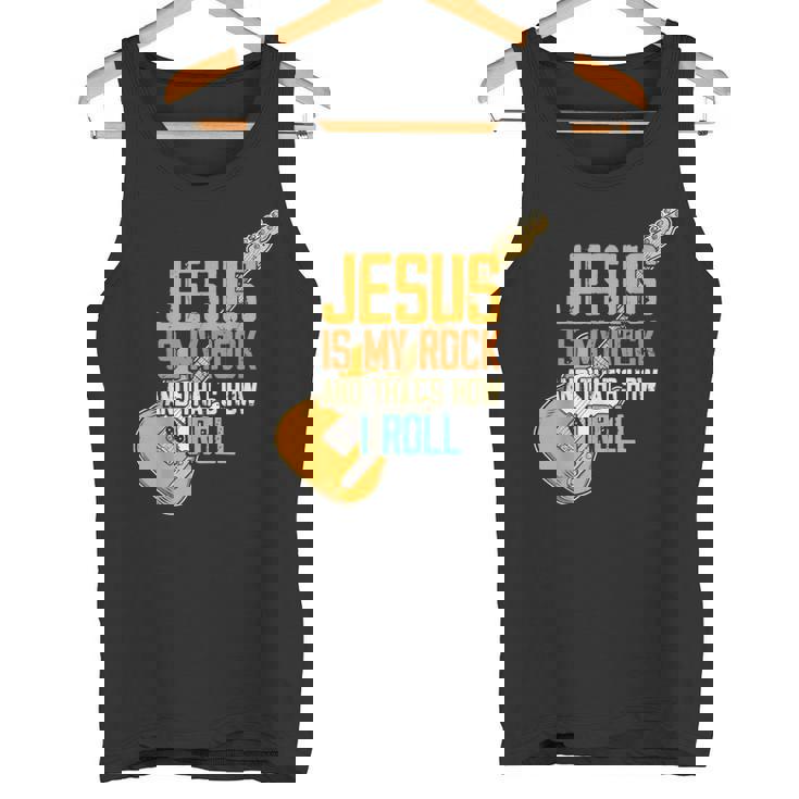 ジーザス・イズ・マイ・ロック・アンド・ザット・イズ・ハウ・アイ・ロール クリスチャン タンクトップ