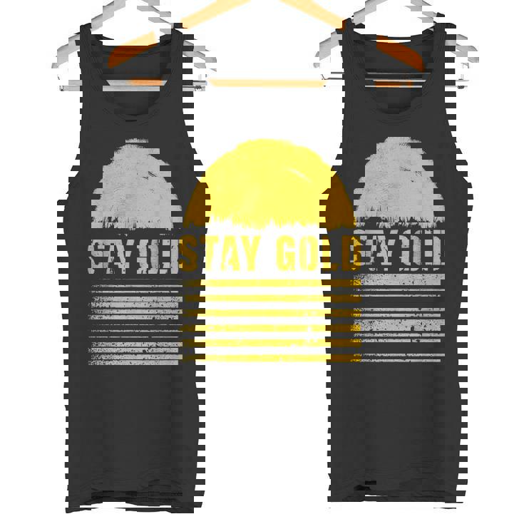 ステイゴールド 太陽 レトロ風 ストライプ 力強さ タンクトップ