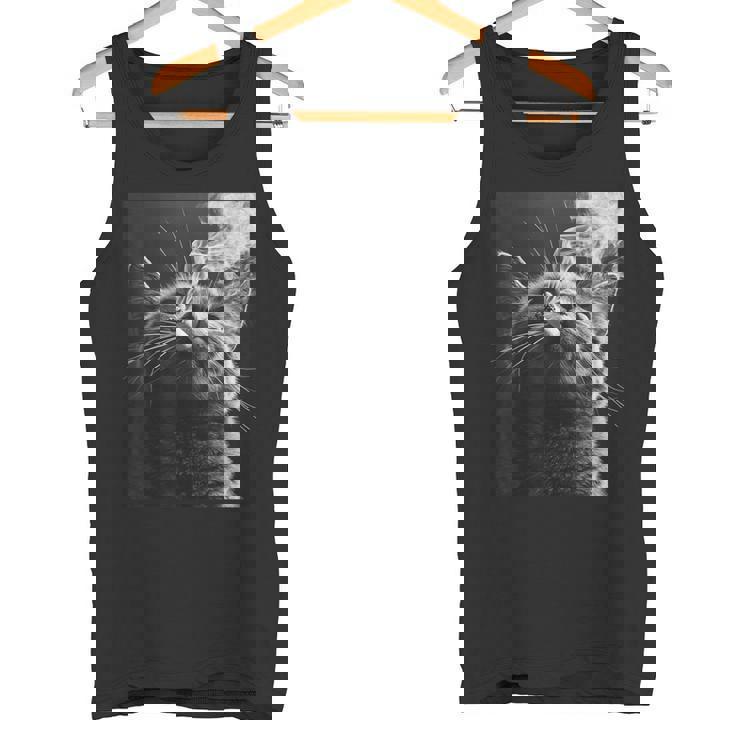 スモーキング 猫 ミーム 大人 ユーモア ノベルティ グラフィック タンクトップ