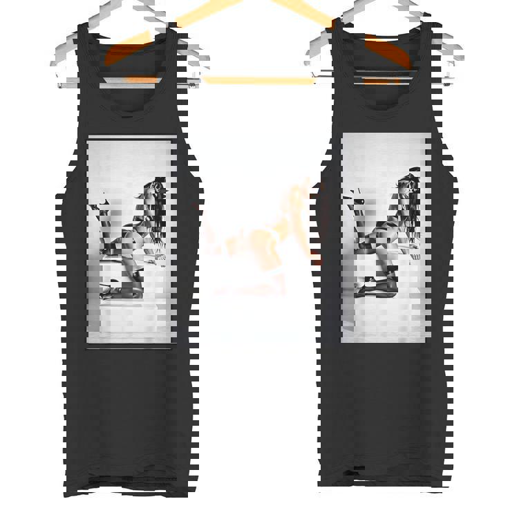 セクシーガールグラフィックtシャツ マスクのセクシーなファッションモデル タンクトップ