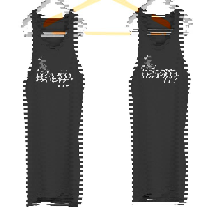 タイリクハクセキレイ Be Happy 鳥 動物 図 バードウォッチング 贈り物 鳥類学者 生物学者 自然科学 タンクトップ