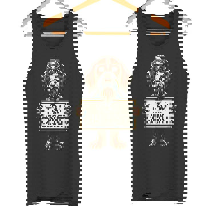 チームクリケット、クリケットの正義、犬好き、ハンティングドッグ タンクトップ