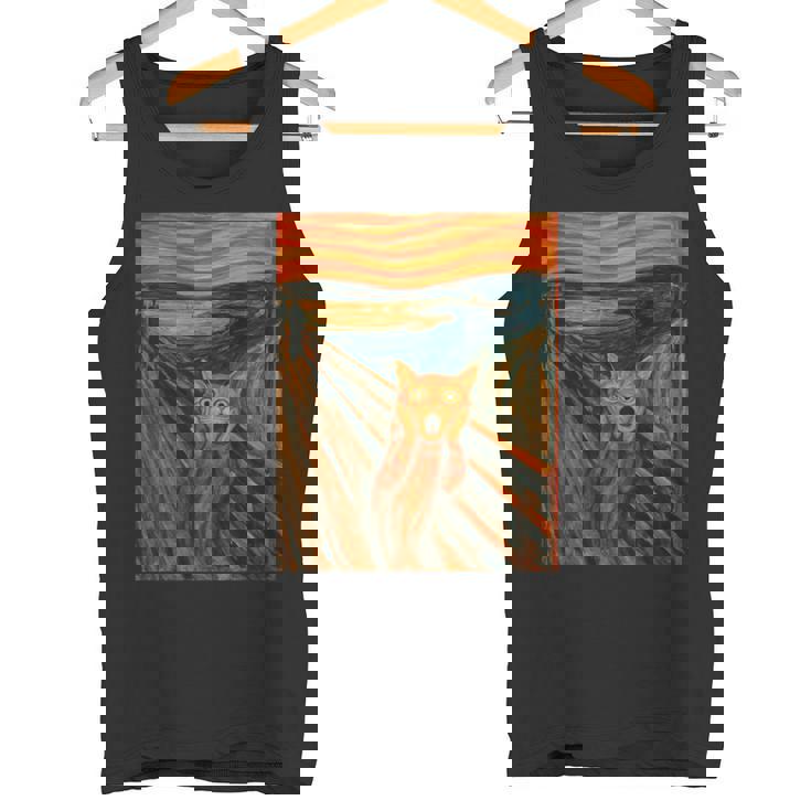 ニャンコの叫び 面白い 猫 ムンクの叫び パロディ おもしろ 服 おもしろグッズ ネタ 長袖tシャツ タンクトップ