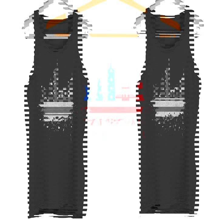 ニューヨーク・スカイライン 星条旗 アメリカ国旗アート Love Ny タンクトップ