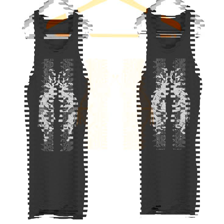 ネイティブアメリカン ココペリミュージシャンツインズ ボーダー2 楽しい タンクトップ