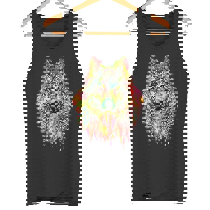 ネイティブアメリカンの羽 狼 星 プリティトレンディ タンクトップ