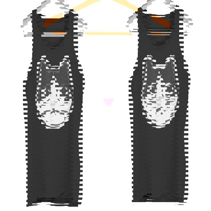 ハチワレ《ふぇいす》ねこ 猫【どうぶつフレンズ】シンプル 顔 ゆるくて かわいい 動物 イラスト タンクトップ